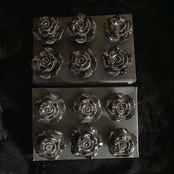 12 Porcelain Flower Drawer Pull Knobs - Picture 3 of 5